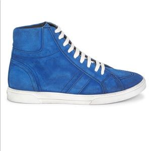 Saint Laurent Joe Suede Blue Hi-Top Sneakers
